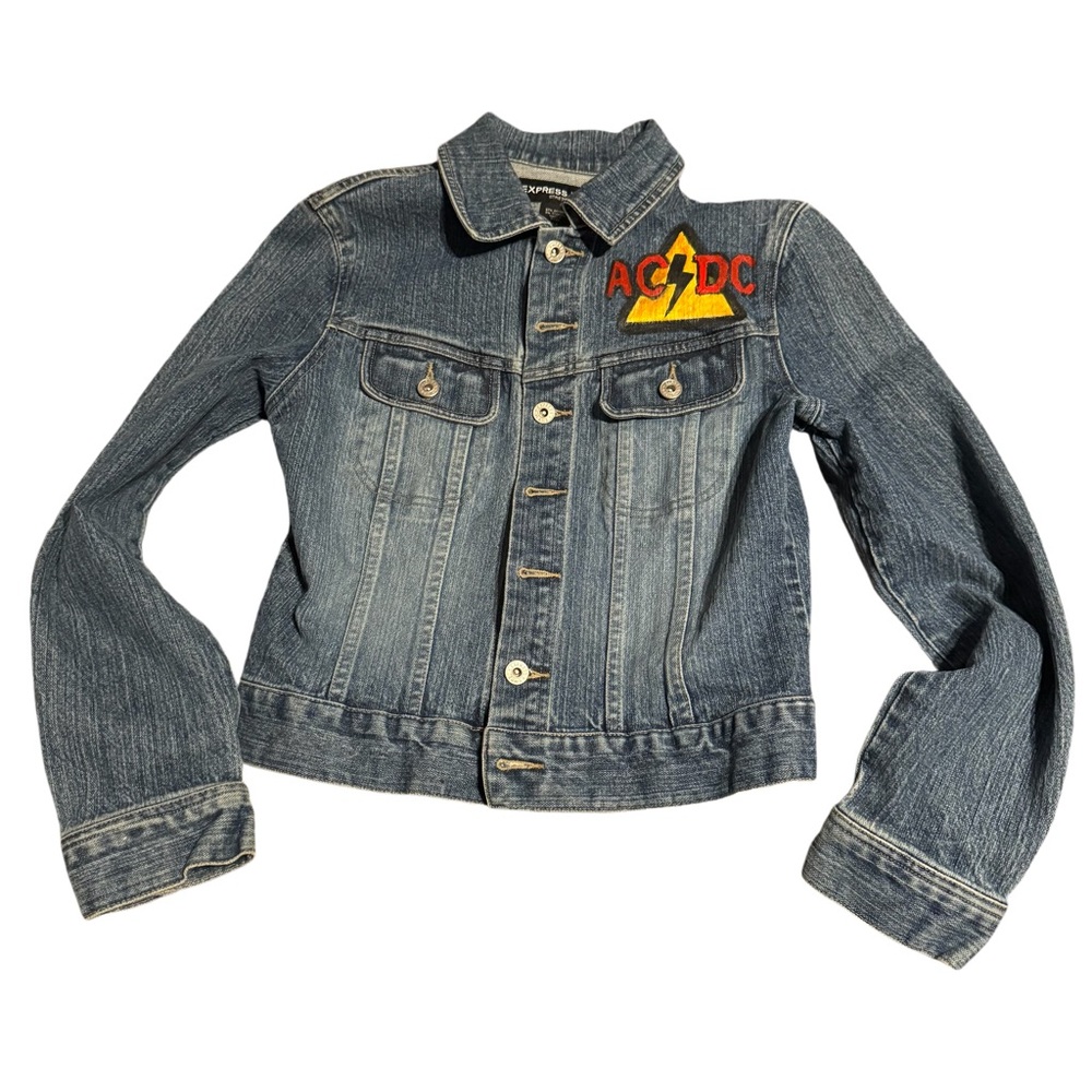AC/DC rock denim jacket custom hand painted size medium - Picture 2 of 6
